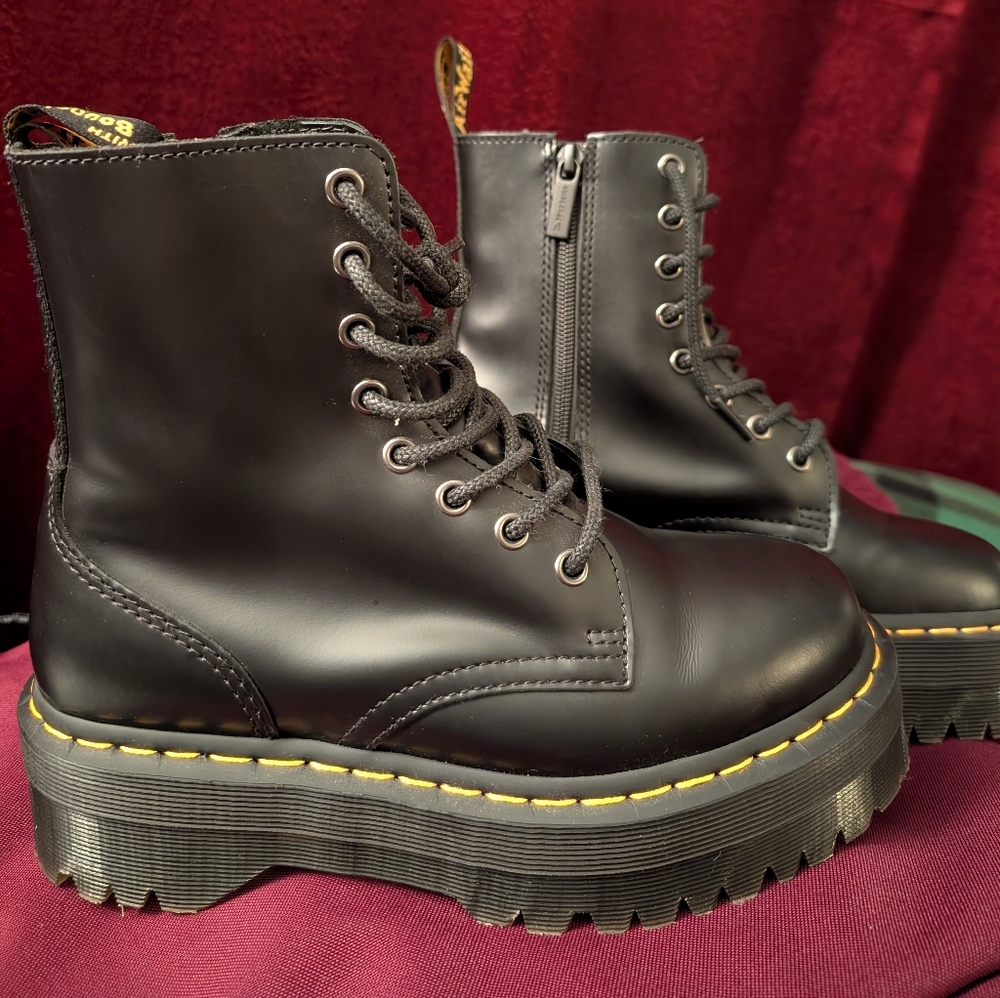 Black Leather Lace-Up Boots